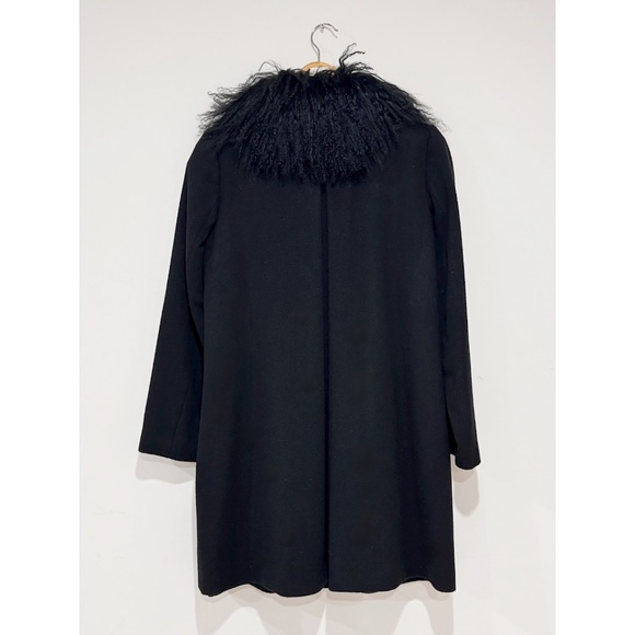 Sofia Cashmere Women's Black Mongolian Lamb Fur Trim Wool/Cashmere Coat Size 6 - Picture 7 of 9